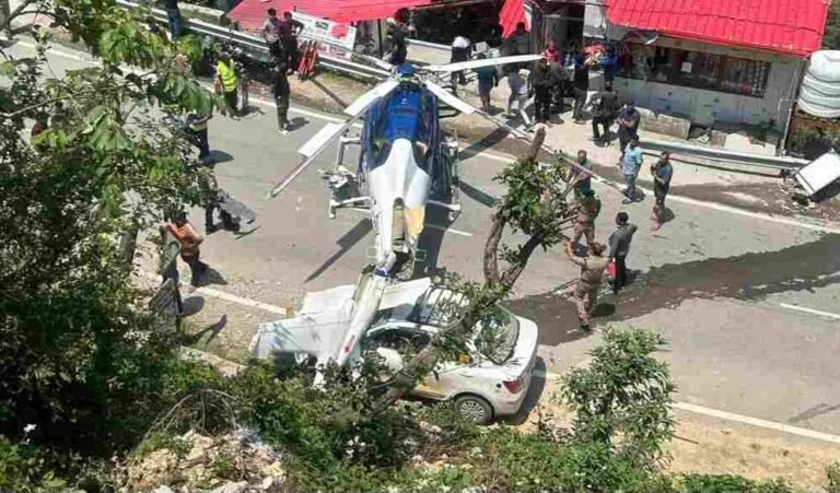 सड़क पर उतर गया हेलीकॉप्टर, प्रशासन की त्वरित कार्रवाई से यातायात एवं हेली शटल ऑपरेशन जारी